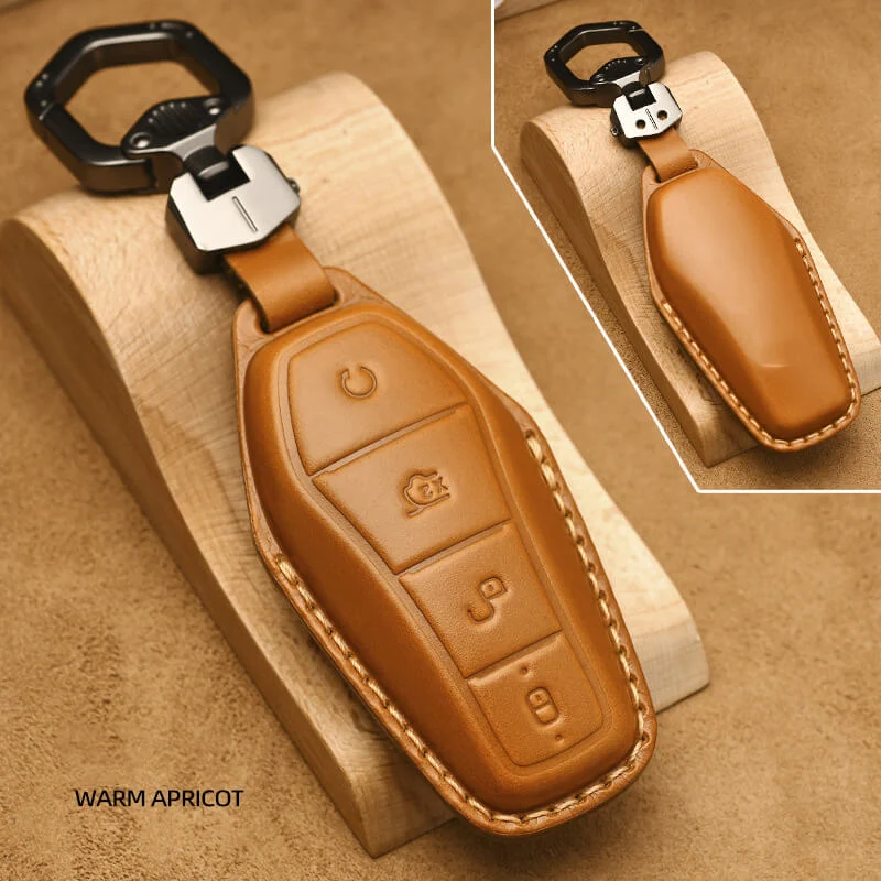 Fashion Luxury Leather Car Key Case Cover Fob Shell for BYD - Image 10