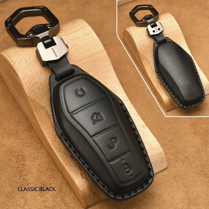 Fashion Luxury Leather Car Key Case Cover Fob Shell for BYD - Image 7