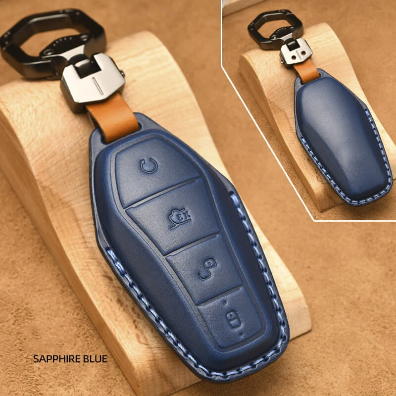 Fashion Luxury Leather Car Key Case Cover Fob Shell for BYD - Image 8