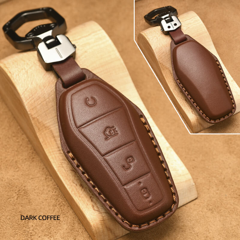Fashion Luxury Leather Car Key Case Cover Fob Shell for BYD - Image 9
